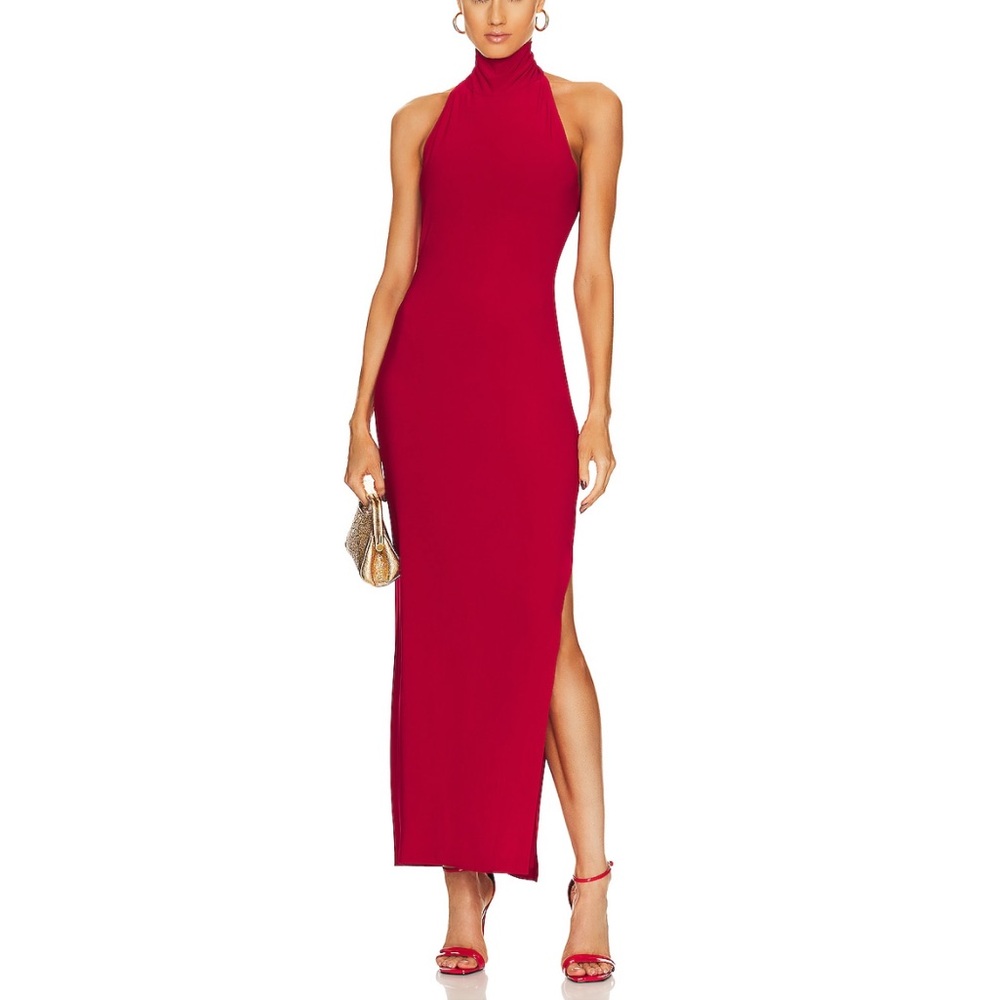 Norma Kamali x REVOLVE Women’s Red Open Back Halter Dress